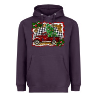 Plum Christmas Truck With Christmas Tree Heavyweight Hoodie - RanaPortraitStore