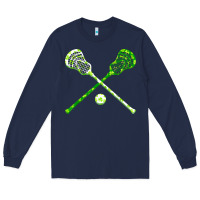 Navy funny lacrosse st patricks day boys men shamrock ball t shirt Long Sleeve Tee - linhVisuals