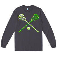 Smoke funny lacrosse st patricks day boys men shamrock ball t shirt Long Sleeve Tee - linhVisuals