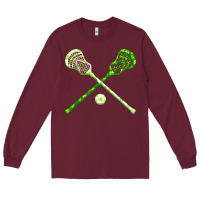 Burgundy funny lacrosse st patricks day boys men shamrock ball t shirt Long Sleeve Tee - linhVisuals