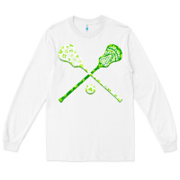 White funny lacrosse st patricks day boys men shamrock ball t shirt Long Sleeve Tee - linhVisuals