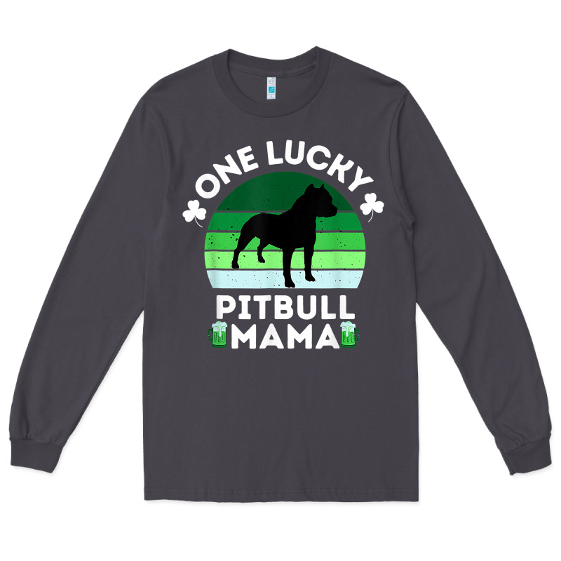 Funny St Patrick's Day One Lucky Pitbull Mama Pitbulldog T Shirt Long Sleeve Tee by linhVisuals | Teevron