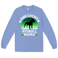 Colony Blue funny st patrick's day one lucky pitbull mama pitbulldog t shirt Long Sleeve Tee - linhVisuals