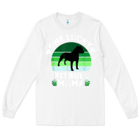 White funny st patrick's day one lucky pitbull mama pitbulldog t shirt Long Sleeve Tee - linhVisuals