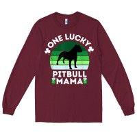 Burgundy funny st patrick's day one lucky pitbull mama pitbulldog t shirt Long Sleeve Tee - linhVisuals