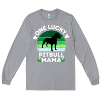 Heather Grey funny st patrick's day one lucky pitbull mama pitbulldog t shirt Long Sleeve Tee - linhVisuals