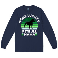 Navy funny st patrick's day one lucky pitbull mama pitbulldog t shirt Long Sleeve Tee - linhVisuals