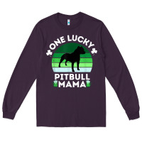 Plum funny st patrick's day one lucky pitbull mama pitbulldog t shirt Long Sleeve Tee - linhVisuals