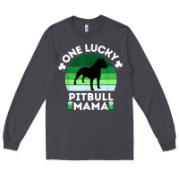 Smoke funny st patrick's day one lucky pitbull mama pitbulldog t shirt Long Sleeve Tee - linhVisuals