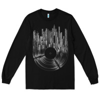 Black vinyl record cityscape Long Sleeve Tee - linhVisuals