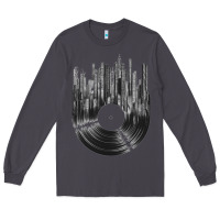 Smoke vinyl record cityscape Long Sleeve Tee - linhVisuals