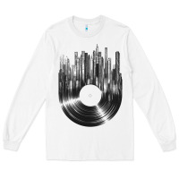 White vinyl record cityscape Long Sleeve Tee - linhVisuals