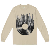 Mushroom vinyl record cityscape Long Sleeve Tee - linhVisuals