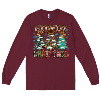 Burgundy Howdy Christmas Long Sleeve Tee - CowhideDigitalArt