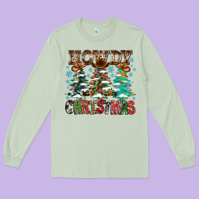 Howdy Christmas Long Sleeve Tee Designed By Cowhidedigitalart