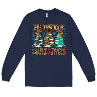 Navy Howdy Christmas Long Sleeve Tee - CowhideDigitalArt