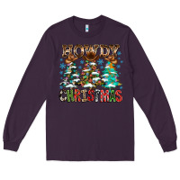 Plum Howdy Christmas Long Sleeve Tee - CowhideDigitalArt