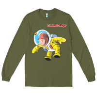 Army Green curious george happy astronaut portrait t shirt Long Sleeve Tee - linhVisuals