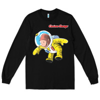 Black curious george happy astronaut portrait t shirt Long Sleeve Tee - linhVisuals