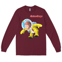 Burgundy curious george happy astronaut portrait t shirt Long Sleeve Tee - linhVisuals