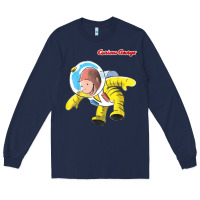 Navy curious george happy astronaut portrait t shirt Long Sleeve Tee - linhVisuals