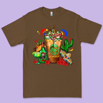 Mexican Cold Drink With Cactus Sombrero And Tequil Premium Tee Designed By Fadigitalartstudio