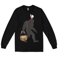Black funny bigfoot easter design with easter basket and bigfoot t shirt Long Sleeve Tee - linhVisuals