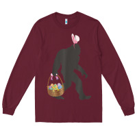 Burgundy funny bigfoot easter design with easter basket and bigfoot t shirt Long Sleeve Tee - linhVisuals