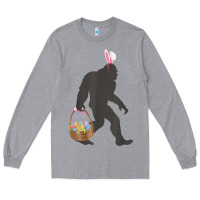 Heather Grey funny bigfoot easter design with easter basket and bigfoot t shirt Long Sleeve Tee - linhVisuals