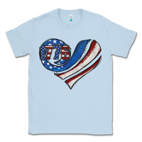 Dusty Blue american flag heart Classic Tee - Jasminsmagicworld