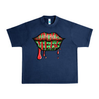 Navy summer vibes watermelon lips Urban Heavy Tee - Jasminsmagicworld