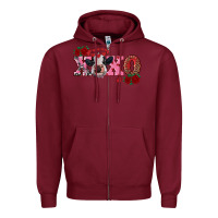 Burgundy xoxo calf Zipper Hoodie - RanaPortraitStore