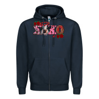 Navy xoxo calf Zipper Hoodie - RanaPortraitStore
