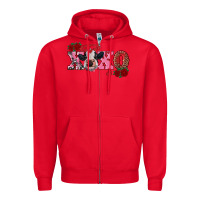 Red xoxo calf Zipper Hoodie - RanaPortraitStore