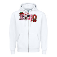 White xoxo calf Zipper Hoodie - RanaPortraitStore