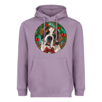 Lavender Christmas St. Bernard Heavyweight Hoodie - RanaPortraitStore