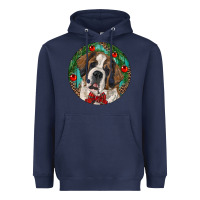Navy Christmas St. Bernard Heavyweight Hoodie - RanaPortraitStore
