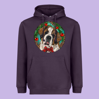 Christmas St. Bernard Heavyweight Hoodie Designed By Ranaportraitstore