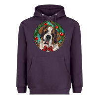 Plum Christmas St. Bernard Heavyweight Hoodie - RanaPortraitStore