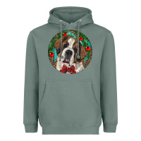Sage Christmas St. Bernard Heavyweight Hoodie - RanaPortraitStore