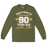 Army Green 90th birthday novelty gift awesome 90 year old t shirt Long Sleeve Tee - linhVisuals