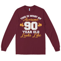 Burgundy 90th birthday novelty gift awesome 90 year old t shirt Long Sleeve Tee - linhVisuals