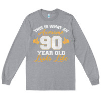 Heather Grey 90th birthday novelty gift awesome 90 year old t shirt Long Sleeve Tee - linhVisuals