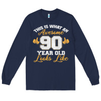 Navy 90th birthday novelty gift awesome 90 year old t shirt Long Sleeve Tee - linhVisuals