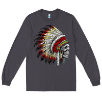 Smoke native american indian chief skull motorcycle headdress  t shirt Long Sleeve Tee - linhVisuals