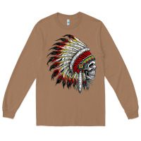 Toasted Coconut native american indian chief skull motorcycle headdress  t shirt Long Sleeve Tee - linhVisuals
