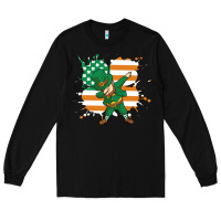 Dabbing Leprechaun Irish American Flag Long Sleeve Tee | Teevron