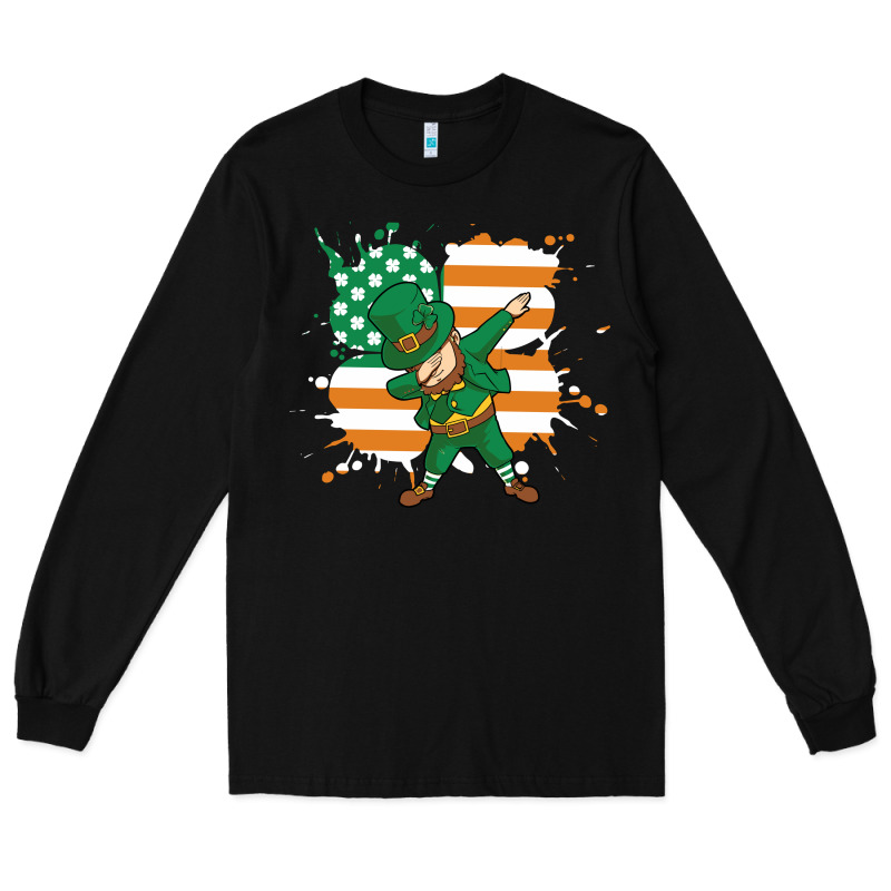 Dabbing Leprechaun Irish American Flag Long Sleeve Tee by linhVisuals | Teevron