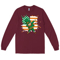 Burgundy dabbing leprechaun irish american flag Long Sleeve Tee - linhVisuals