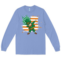 Colony Blue dabbing leprechaun irish american flag Long Sleeve Tee - linhVisuals